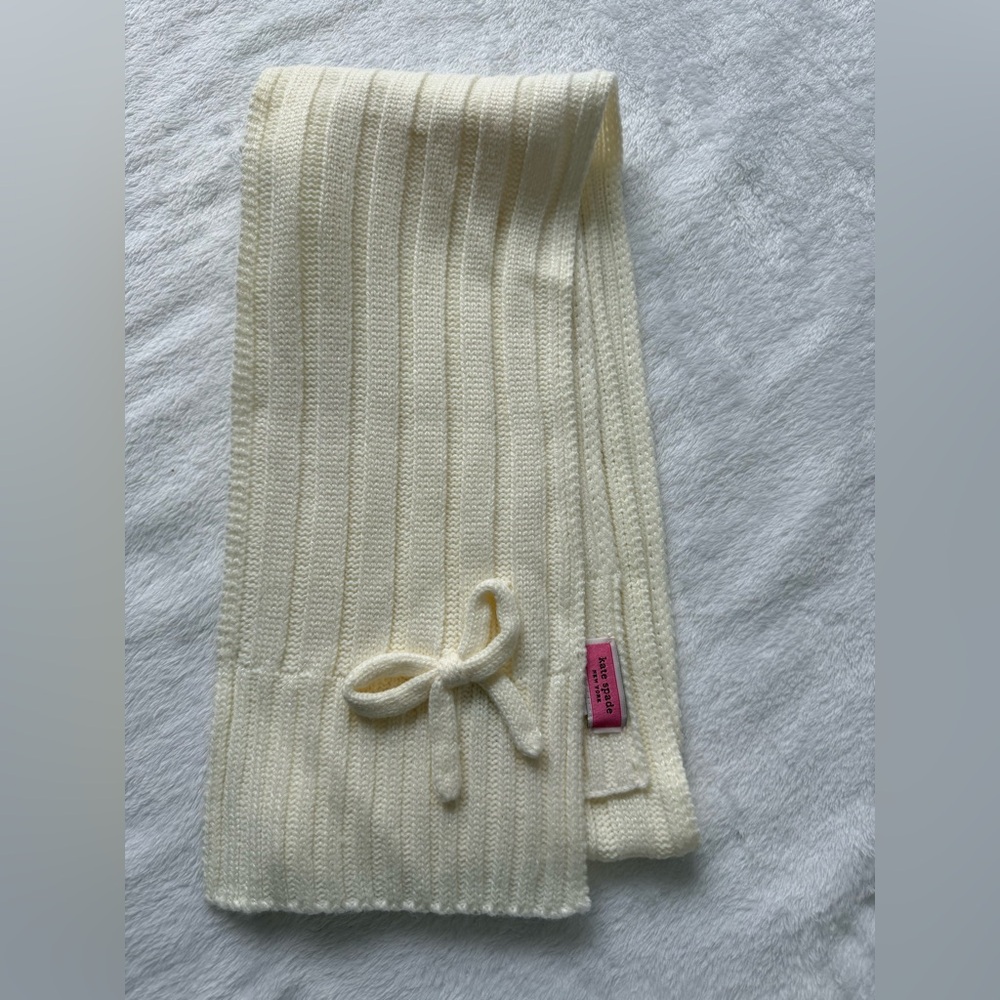 Kate Spade Cream Knit Scarf with Bow